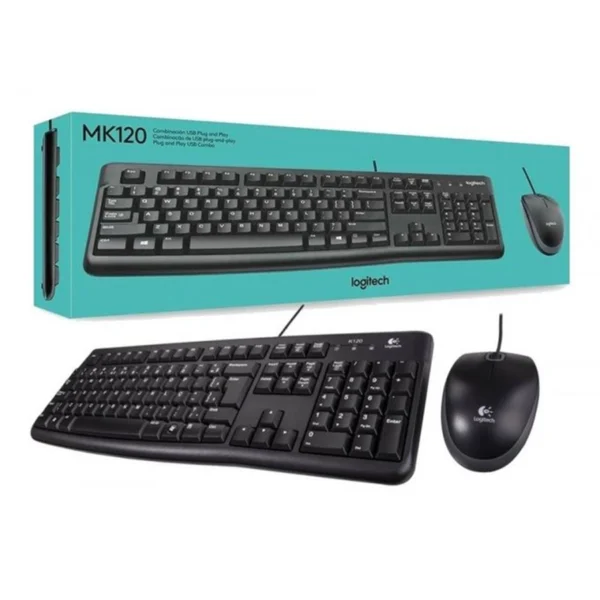 Logitech MK120 Clavier et Souris Filaires Combo AZERTY pour Windows, USB - Noir