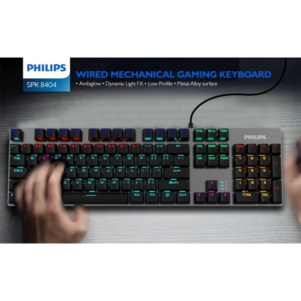 Philips Clavier Gamer Mécanique Filaire Gaming RGB SPK8404