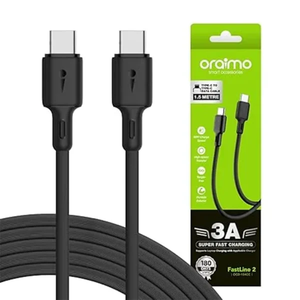 Oraimo Cable de donnees Speed Line 3A Type C vers Type C