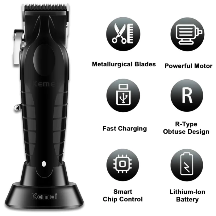Kemei-2296-tondeuse-cheveux-hommes-tondeuse-professionnelle-coiffeur-Coupe-herbe-Professionnel-Tondeuse-cheveux-Ajustable-Machine-5 Tondeuse Professionnelle KEMEI 2296 - Autonomie de 5H50 et Charge Rapide