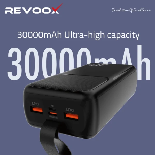 Power Bank Revoox RevoSpark RPB-P301 - Chargeur Portable 30 000 mAh USB & Type-C