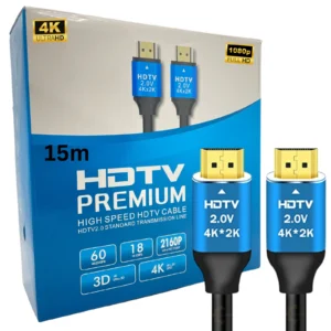 Câble HDMI 4K 2.0 PREMIUM 15M – Profitez d’une transmission audio et vidéo ultra-net en 4K/2K/1080P. Connexion plug & play, connecteurs dorés et protection anti-interférences pour une expérience home cinéma et gaming optimale. Livraison rapide !