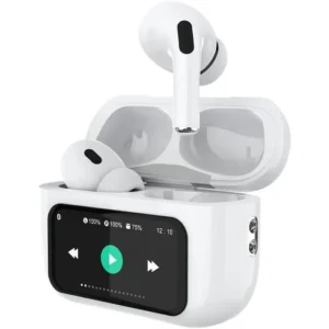 Écouteurs Sans Fil DeepBass TWS-R9 ANC+ENC avec Écran LED – Vue Avant