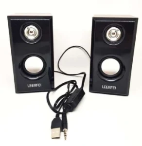 LEERFEI D-092 – Enceintes multimédia USB en bois 6W stéréo au son clair et design élégant