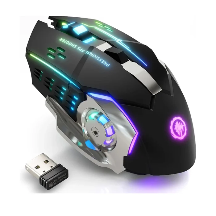 Souris Gaming Sans Fil RGB Ultimate Souris Gaming Sans Fil RGB Ultimate – Bluetooth & 2.4G, Rechargeable, 6 Boutons, 7 Couleurs LED & Clic Silencieux