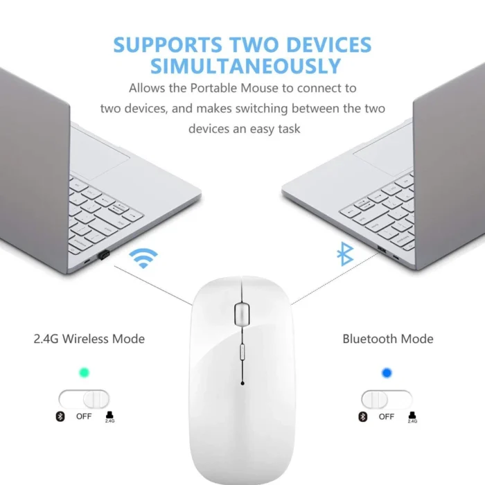 Biagji BJ-189 – Souris Sans Fil Ergonomique Triple-Mode 2.4GHz + Bluetooth 4.0/5.0 Ultra-Silencieuse & Rechargeable