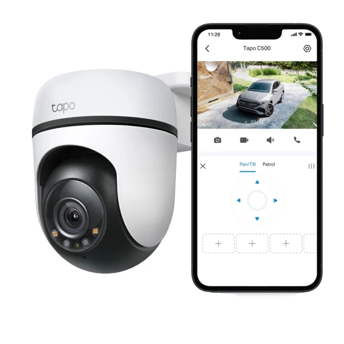 Vue panoramique 1080p de la caméra Tapo C500 Tapo C500 Caméra WiFi Extérieure 360° Full HD | Détection AI & Vision Nocturne Couleur IP65
