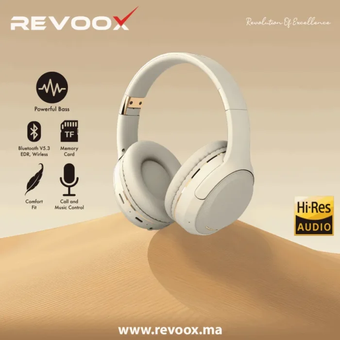 Casque Bluetooth Revoox Horizon RHD-02 – Sans Fil V5.3 + EDR, Autonomie 8h, Batterie 400mAh, Carte TF et Jack 3.5mm