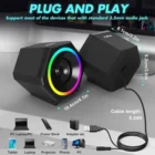 Kisonli L-6060 – Haut-parleurs Gaming RGB USB Stéréo pour PC et Ordinateur de Bureau – Son Clair et Puissant