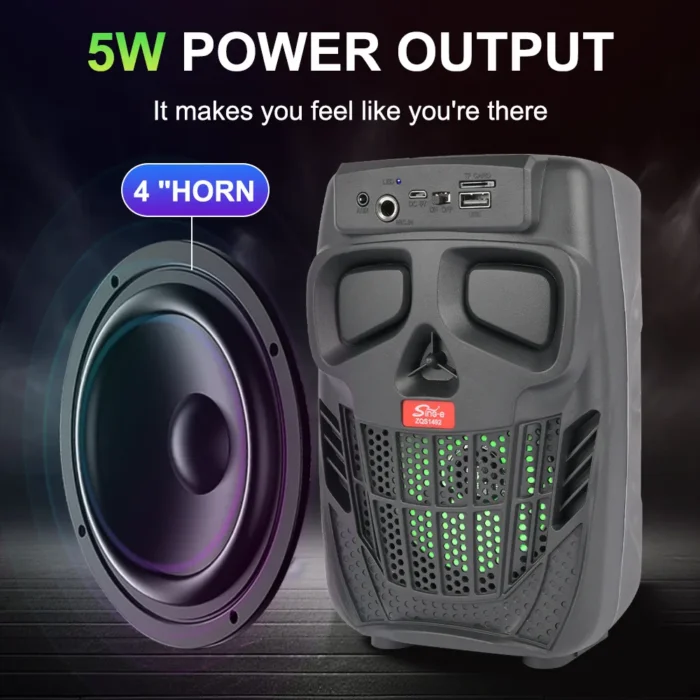 enceinte-etanche-avec-micro-integre-4 Enceinte Bluetooth Portable ZQS1492 – Haut-Parleur Sans Fil Étanche 5W avec LED RGB, Micro Intégré et Batterie Rechargeable