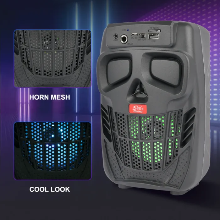 enceinte-etanche-avec-micro-integre-6 Enceinte Bluetooth Portable ZQS1492 – Haut-Parleur Sans Fil Étanche 5W avec LED RGB, Micro Intégré et Batterie Rechargeable