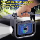 Haut-Parleur DV-600 – Enceinte Bluetooth Solaire Multifonction avec Graves Stéréo, Radio FM, Lampe Torche et Éclairage RGB