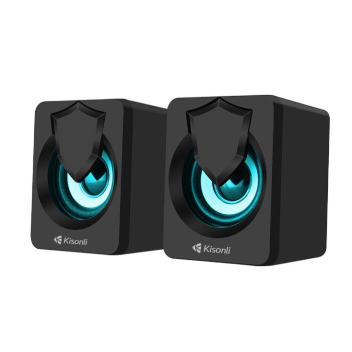 Haut-Parleur LED Kisonli L-1030 2.0 – Enceintes Stéréo USB 6W avec Jack 3,5 mm pour PC, Laptop et Smartphone