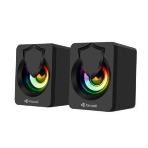 Haut-Parleur LED Kisonli L-1030 2.0 – Enceintes Stéréo USB 6W avec Jack 3,5 mm pour PC, Laptop et Smartphone