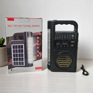 Radio Solaire Multifonction et Haut-Parleur KTF-2063 KBroad – Portable avec Bluetooth, USB/TF Card, AM/FM/SW, Batterie 3000mAh, LED 5W