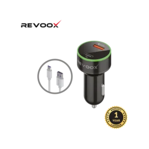 REVOOX Chargeur de Voiture Original 15W RCC-P01 – Double Port USB & Type-C, Charge Rapide Universelle