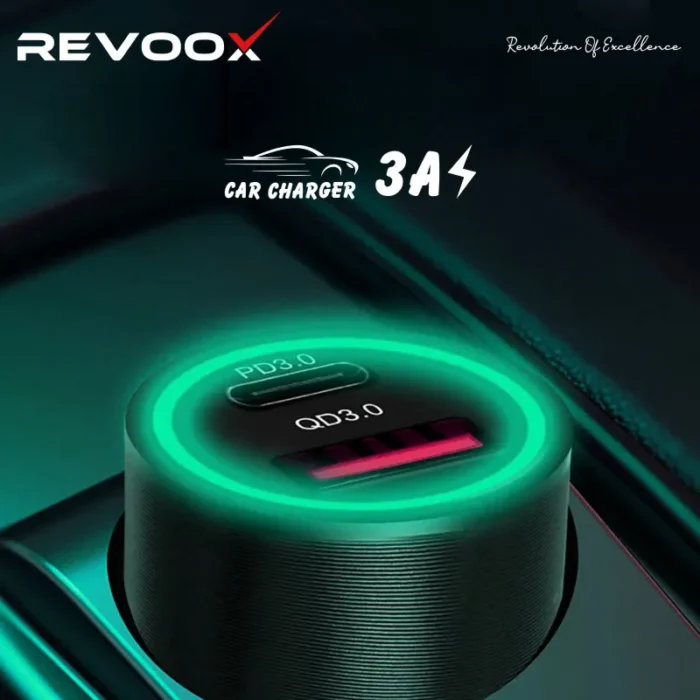 revoox-car-charger-type-c-usb-15w-rcc-p01 REVOOX Chargeur de Voiture Original 15W RCC-P01 – Double Port USB & Type-C, Charge Rapide Universelle