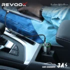 REVOOX Chargeur de Voiture Original 15W RCC-P01 – Double Port USB & Type-C, Charge Rapide Universelle