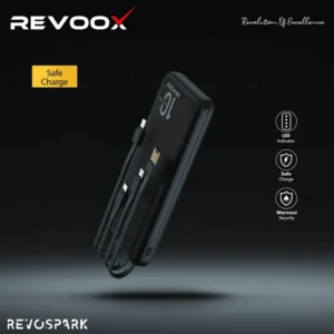 Revoox Power Bank RevoSpark RPB-P100 – Batterie Externe 10000 mAh 15W avec Multi-Ports USB, Type-C, Micro et Lightning
