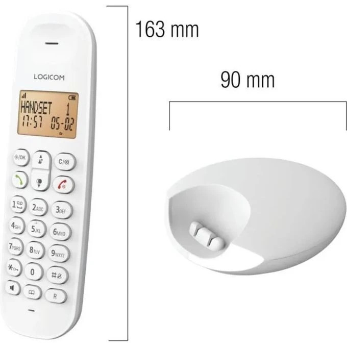 telephone-de-maison-logicom-iloa-150-autonome LOGICOM Téléphone sans fil Iloa 150 DECT Solo Blanc avec Mains Libres – Autonomie 90h