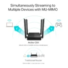TP-Link Archer C64 Routeur Wi-Fi MU-MIMO AC1200 – Double bande, 867 Mbps, 4 antennes, Beamforming, Smart Connect