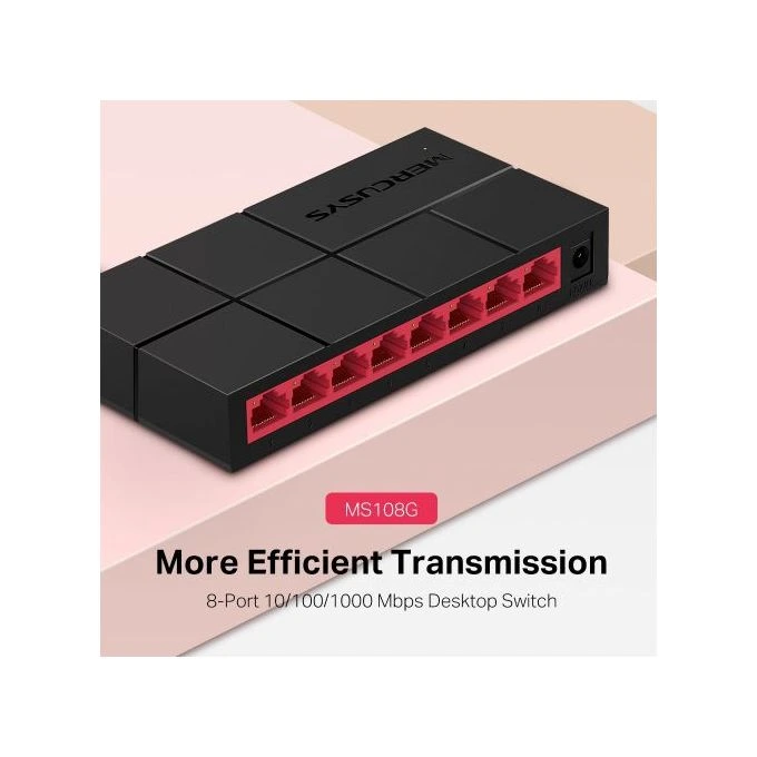 tp-link-ms108g-switch-reseau-gigabit-8-ports-vue-2 Mercusys MS108G Switch Ethernet Gigabit 8 ports 10/100/1000 Mbps