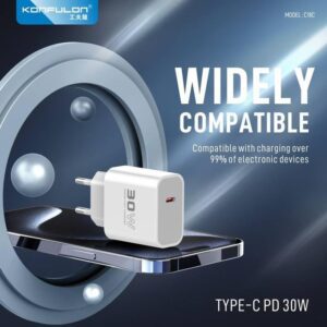 Konfulon C18C – Chargeur Original 30W Super Fast Charge Type-C vers Lightning pour iPhone