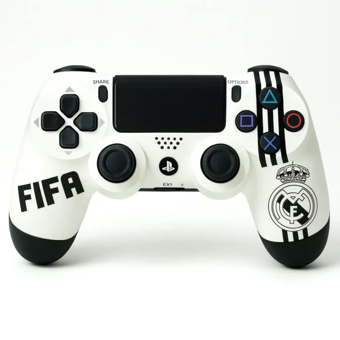Manette PS4 REAL MADRID Manette PS4 REAL MADRID Sans Fil – Haute Qualité, Design Ergonomique & Vibration Intégrée