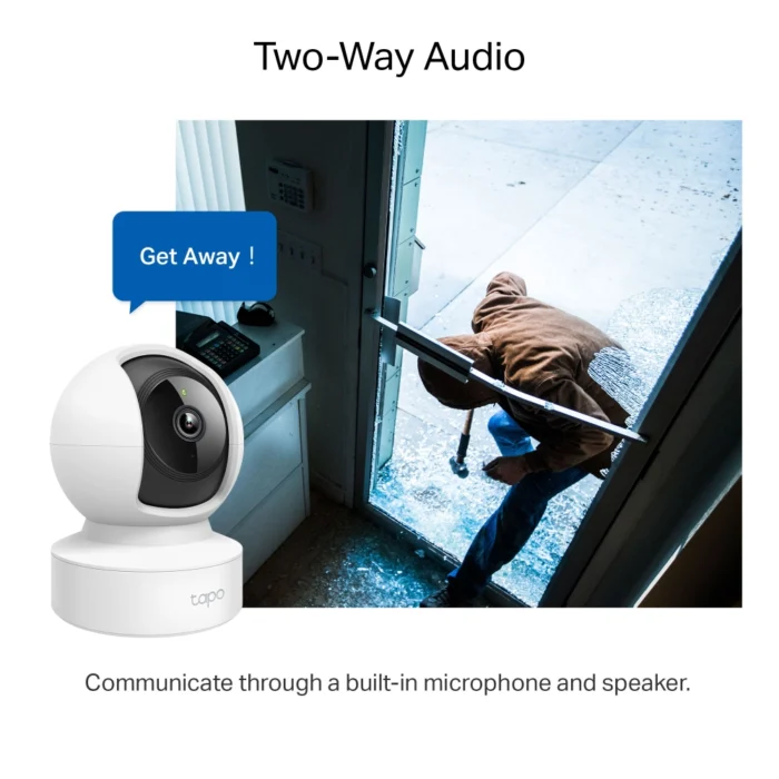 TP-Link Tapo C212 Caméra WiFi Panoramique 360° Inclinable Full HD avec Vision Nocturne, Détection de Mouvement et Audio Bidirectionnel