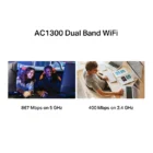 Adaptateur USB WiFi AC1300 Bi-Bande à Gain Élevé – 1300 Mbps, MU-MIMO, WPA3, Compatible Windows 10/11