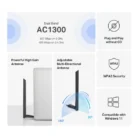 Adaptateur USB WiFi AC1300 Bi-Bande à Gain Élevé – 1300 Mbps, MU-MIMO, WPA3, Compatible Windows 10/11