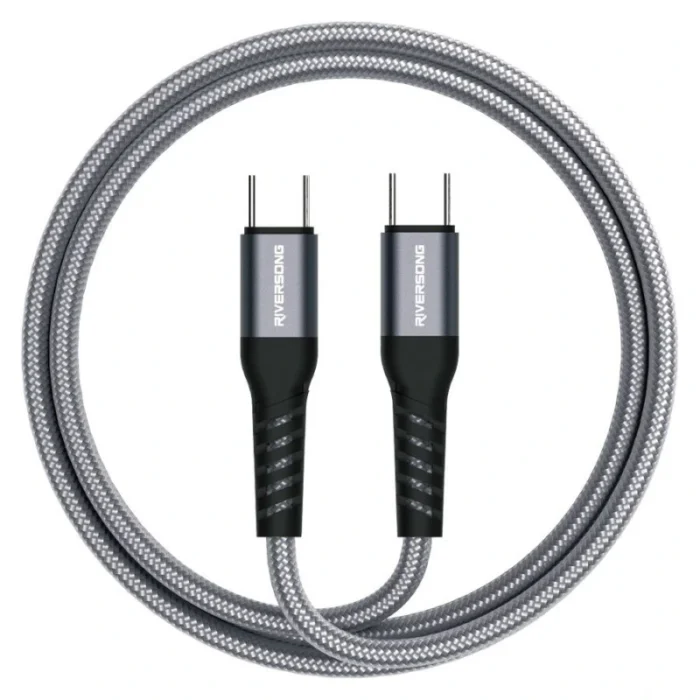 cable-riversong-hercules-c6-usb-c-100w-fast-charging RIVERSONG Câble Hercules C6 USB-C vers USB-C 100W | Fast Charging, 1.2m Gray | 480Mbps Data Transfer
