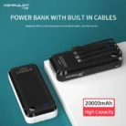 KONFULON A23S Power Bank 20000mAh avec câbles intégrés et écran LED
