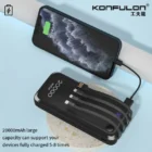 KONFULON A23S Power Bank 20000mAh avec câbles intégrés et écran LED