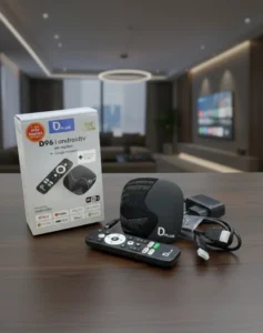 Box Android TV D96–Android 14.0–4K Ultra HD–2Go RAM 16Go ROM Wi Fi 6 Google Assistant Inclus 1 An Abonnement SmartX2